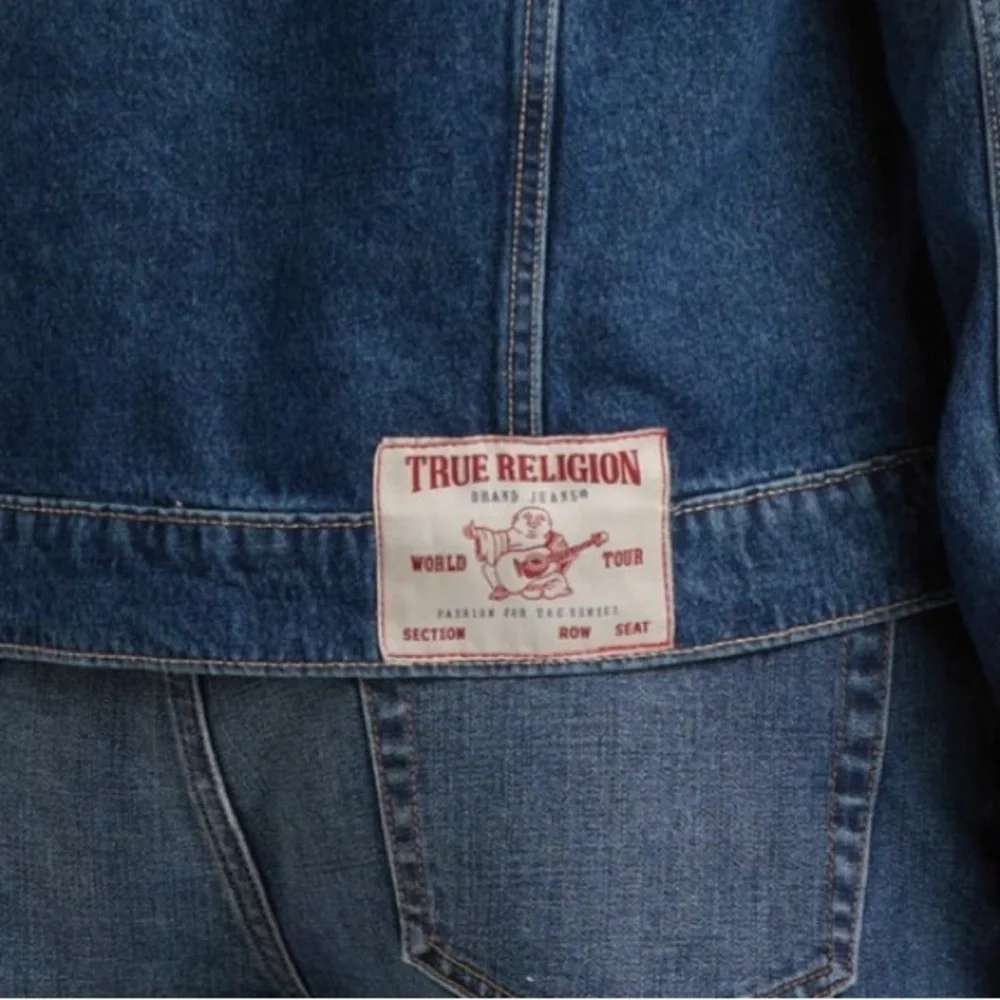 True Religion Faux Shearling Trim Trucker Jacket